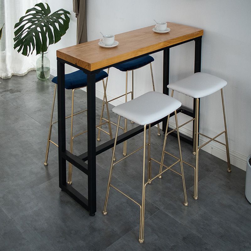 Glam Metal Stool Upholstered Counter Stool in Matte Finish for Indoor