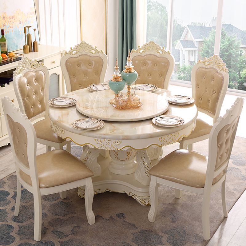 Table ronde victorienne en bois massif avec base de piédestal