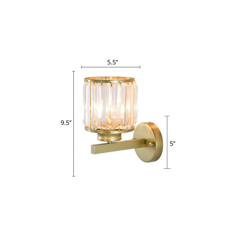 Iluminación de pared del corredor de cilindros Cristal biselado tradicional 1 Bulbo de pared colgante de pared