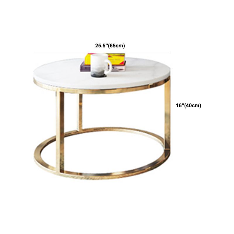 Frame Glam Simple Coffee Table Marble Round Cocktail Table Set