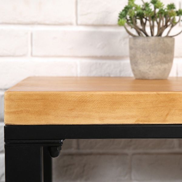 Rectangle Solid Wood Bistro Table Natural Bar Height Pub Table with Footrest