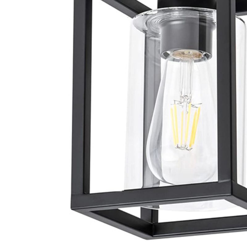 Iron and Glass Semi Flush Industrial 1 - Light Ceiling Semi Flush in Black