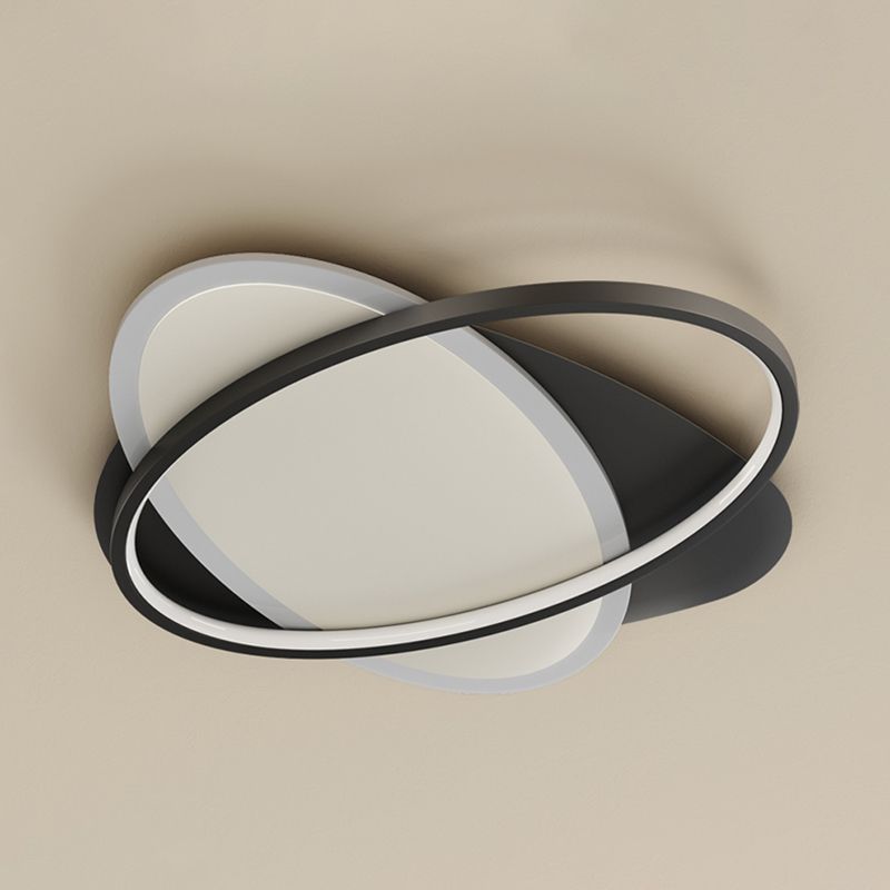 Lámparas de techo empotradas con forma ovalada de metal, estilo moderno, 2 luces