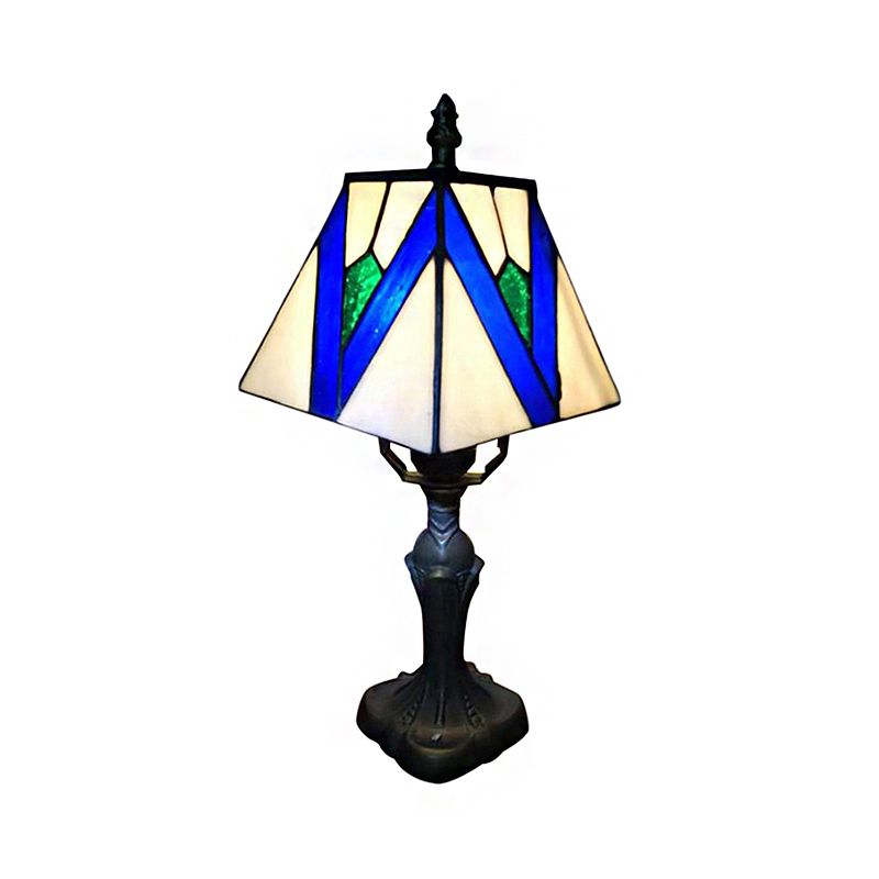 1 Lichte Craftsman Desk Light Tiffany Classic Art Glass Leeslicht in blauw/wit voor slaapkamerverlichting