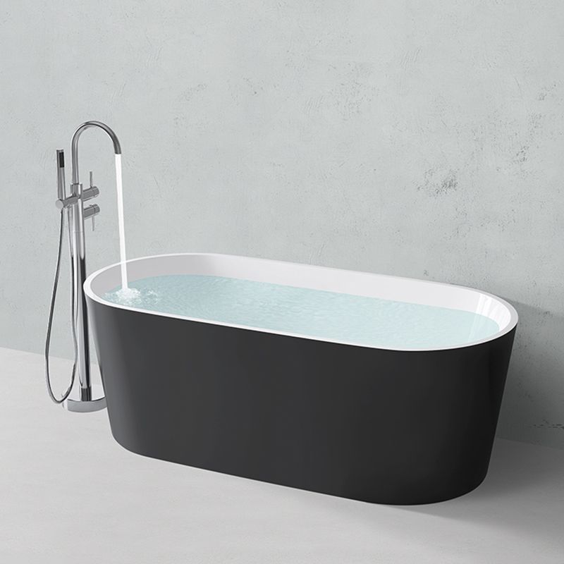Modern Style Acrylic Ellipse Bathtub Freestanding Soaking Bathtub with Drain Bath Tub