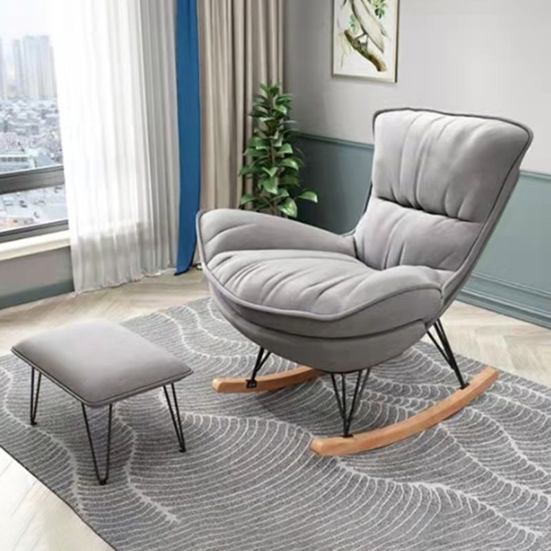 Contemporary Rocking Chair Fabric Upholstered Wing Chair Back Indoor Rocking Chair