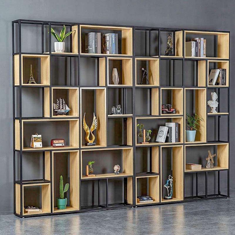 9.8" W Contemporary Geometric Bookshelf Open Back Metal Bookcase