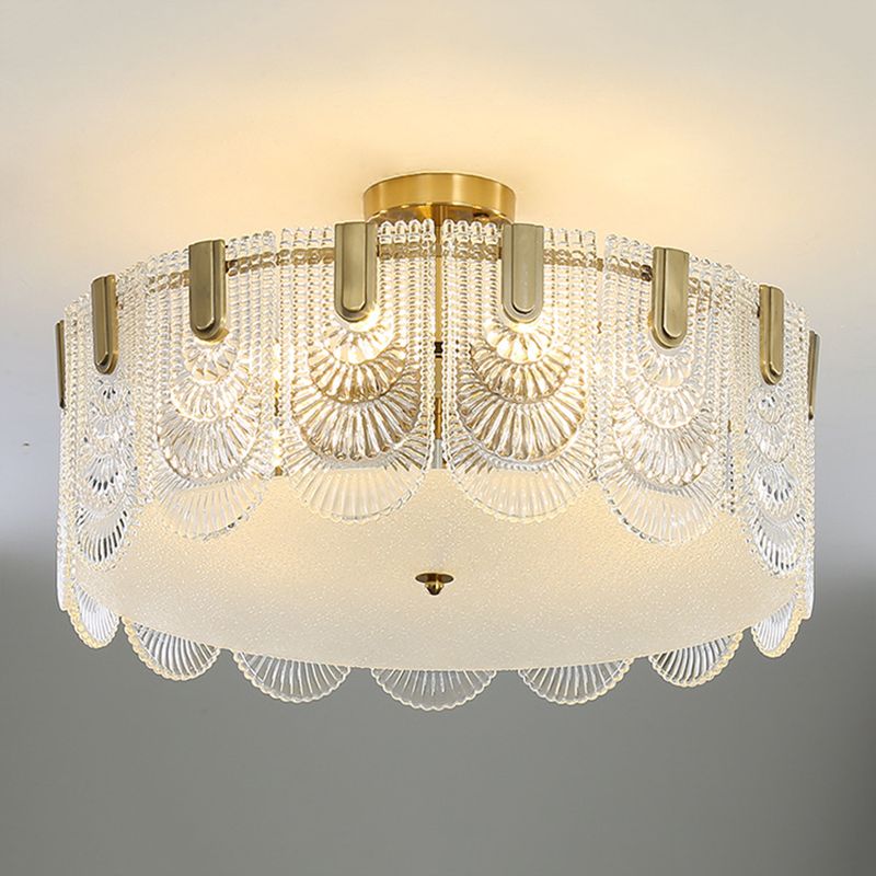 Modern Geometric Ceiling Light Glass Flush Mount Light for Living Room