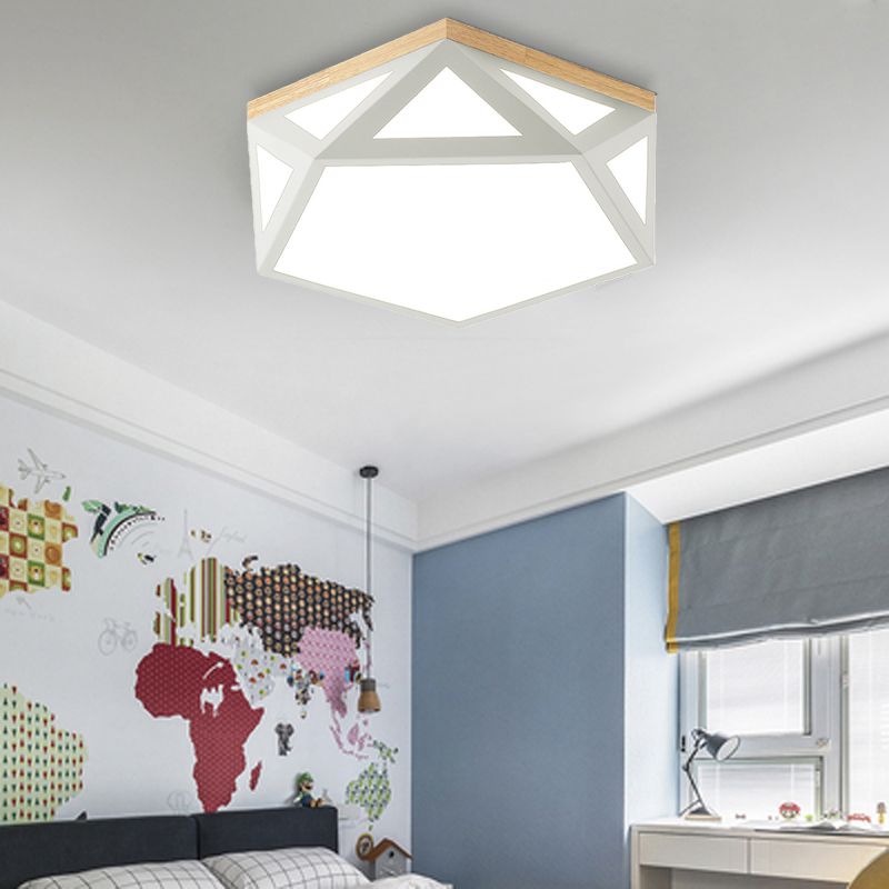 Modern Geometric Acrylic Flush Light 16.5"/20.5" W LED Gray/Green/White Ceiling Flush Mount for Bedroom, Warm/White/Natural/3 Color Light