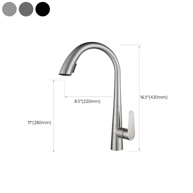 Modern Retractable Kitchen Faucet Stainless Steel Single Handle High Arc Kitchen Faucet