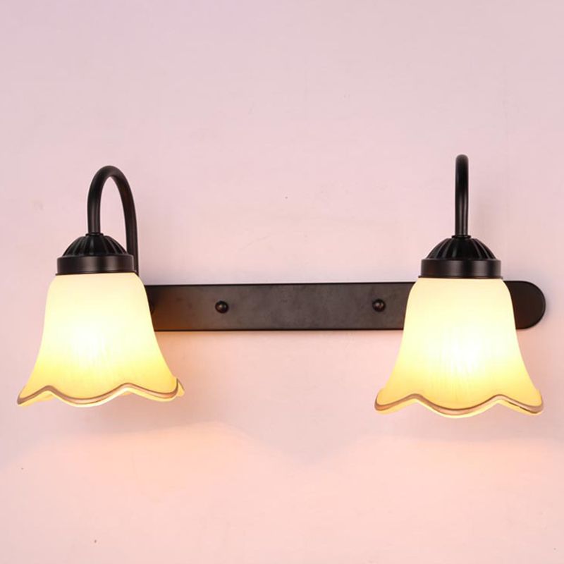 Lámparas de tocador minimalista con sombra de vidrio para sala de lavado de baño