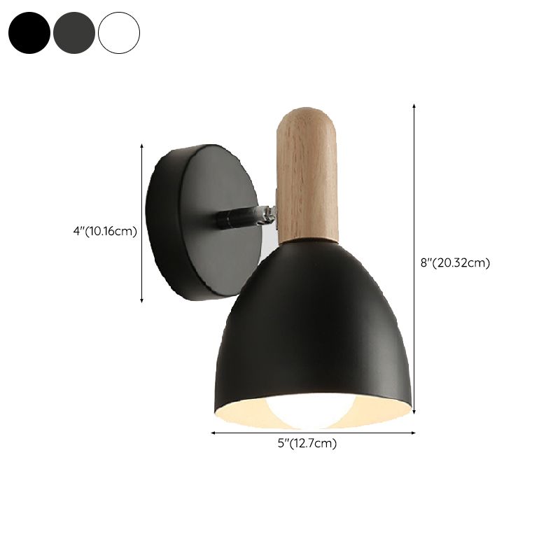 Single Modern Black/White/Grey Wall Mounted Sconce Wooden Shaded Wall Light