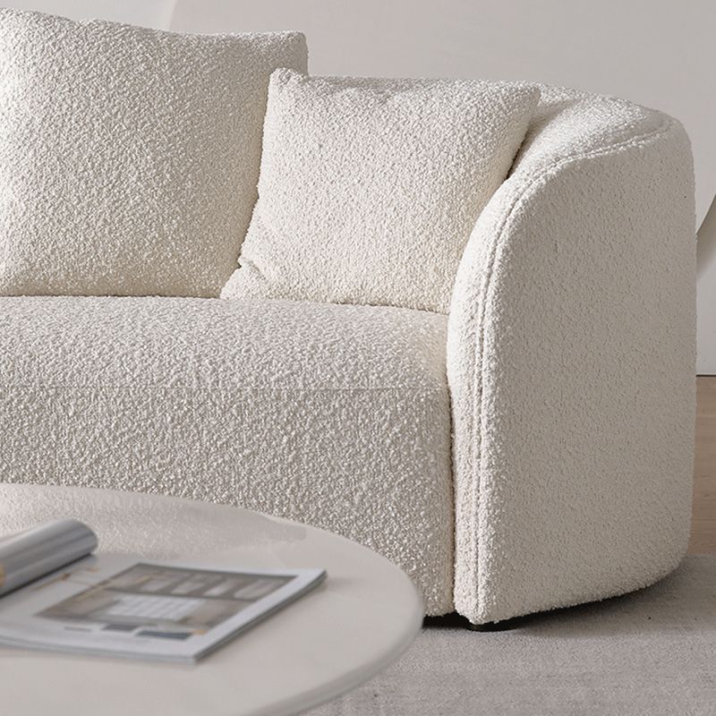 Contemporary Wool Sofa in White Simple Living Room Curved Seating