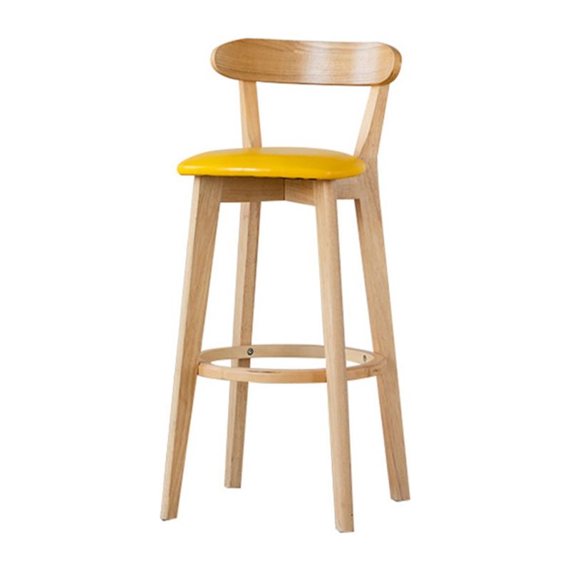 Scandinavian Wood Stool Fabric Upholstered Rectangle Seat Counter Stool in Matte Finish