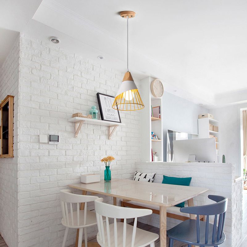 Metal Cone Shade Hanging Lights Modern Macaron Style 1 Head Hanging Mount Fixture for Restaurant