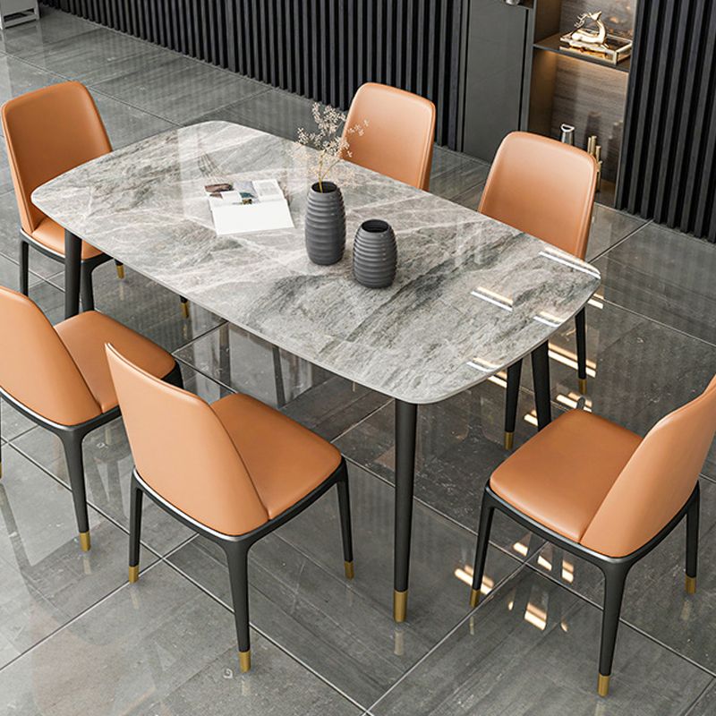 Industrial Dining Rectangle Table Sintered Stone Table with Metal Legs for Home