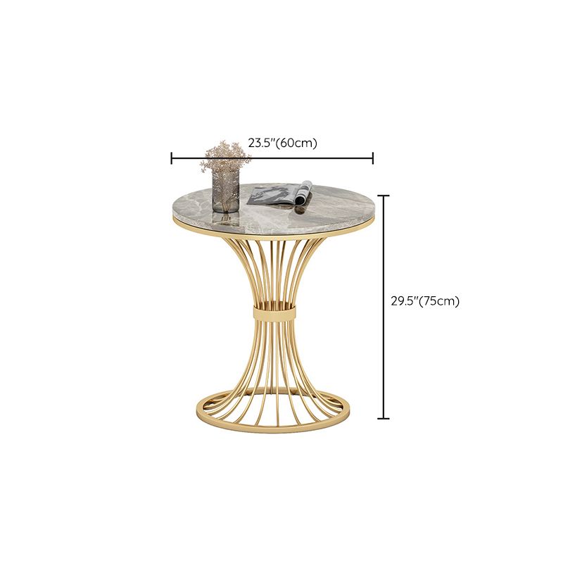 Modern Round Dining Table for Kitchen Glossy Grey Dinette Table with Metal Base