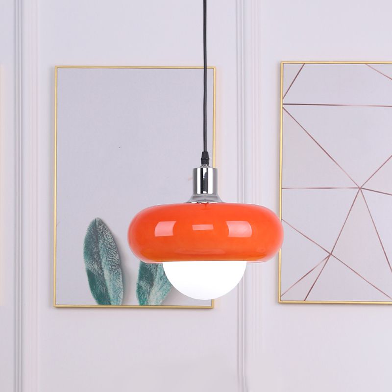 Nordic moderne 1-Light Pendant Light Drum Glass Prending Pendant Pendant Light for Bedroom