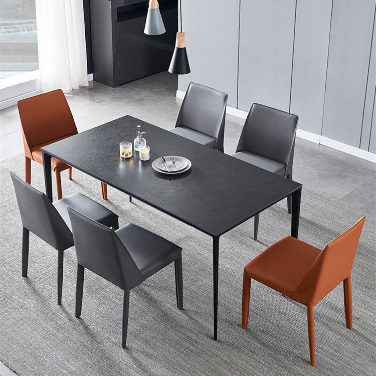 Modern 1/4/5/7 Pieces Black Dinette Set with Sintered Stone Top Rectangle Dining Table Set