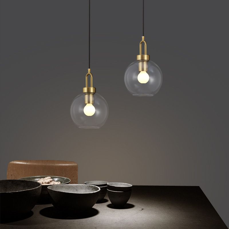 Contemporary Single Bulb Pendant Lighting with Globe Glass Shade