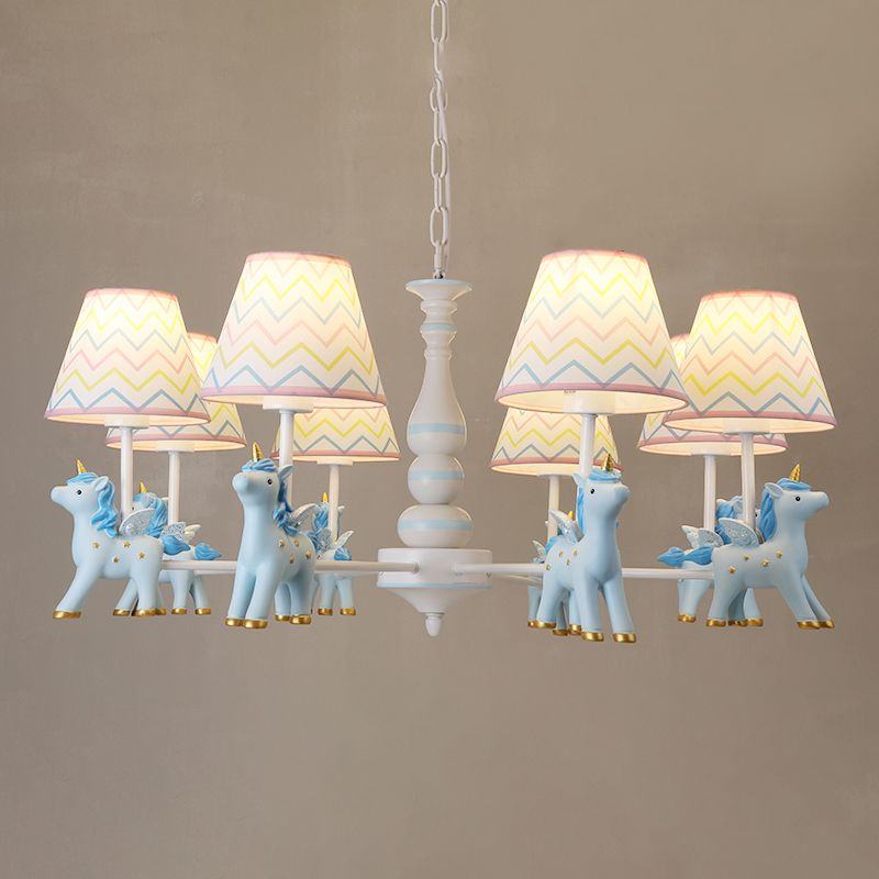 Childrens Unicorn Chandelier Lighting Resin Nursery Pendant Light with Empire Shade