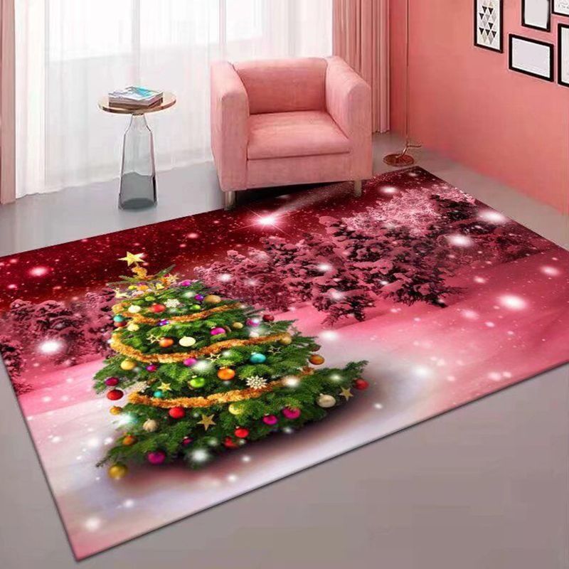 Trendy Christmas Pattern Carpet Polyester Indoor Rug Non-Slip Backing Rug for Living Room