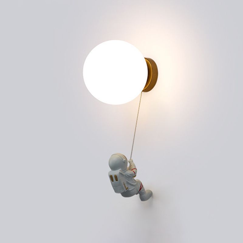 Kids Glass Wall Lamp Astronaut Wall Sconce Lighting for Nursery Room