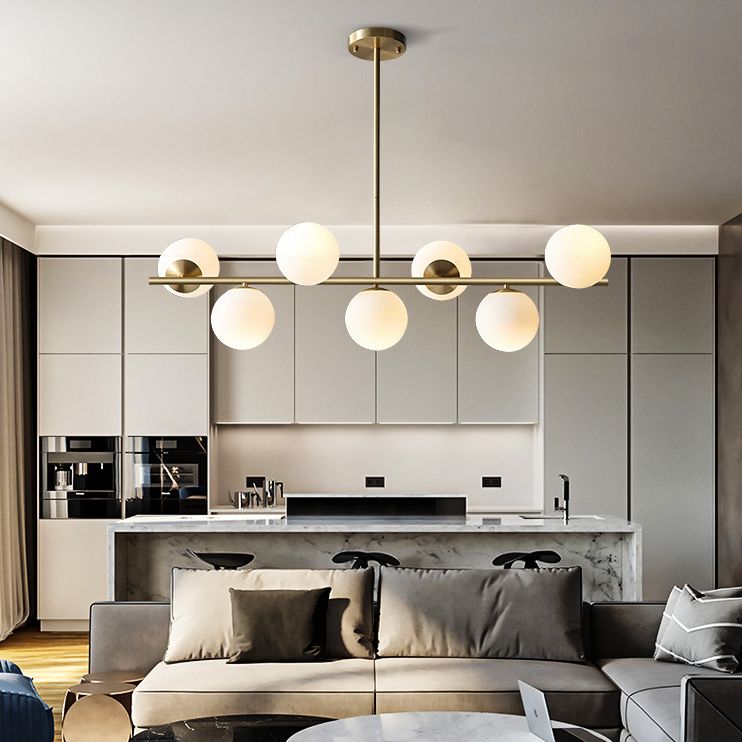 Luce isola a 7 luci d'oro nella moderna luce a sospensione di rame Sputnik in stile creativo con tonalità di vetro