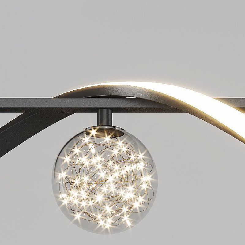 Strip Shape Island Lamp LED Island Hanging Lamp with Glass Shade for Bedroom