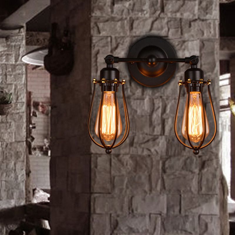 Vanity Mall Vanity Lights 2 Heads Over Mirror Vanity Lights in Metal Cage