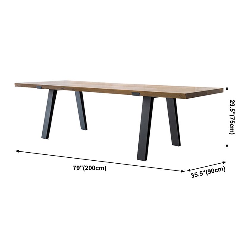 Traditional Luxury Rectangle Dining Room Table Pine Solid Wood Table with 4 Black Legs