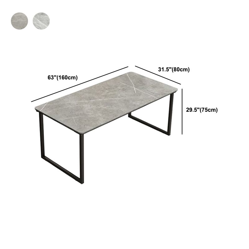 Modern Style Slate Table with Rectangular Black Metal Sleigh Base Coffee Table