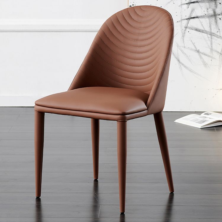 Silla de comedor moderna de piel sintética, silla sin brazos de metal para uso doméstico, para restaurante