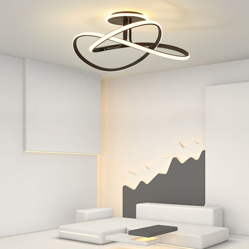 Modern Style Linear Shade Ceiling Light Metal 2 Headed Ceiling Light for Dining Room