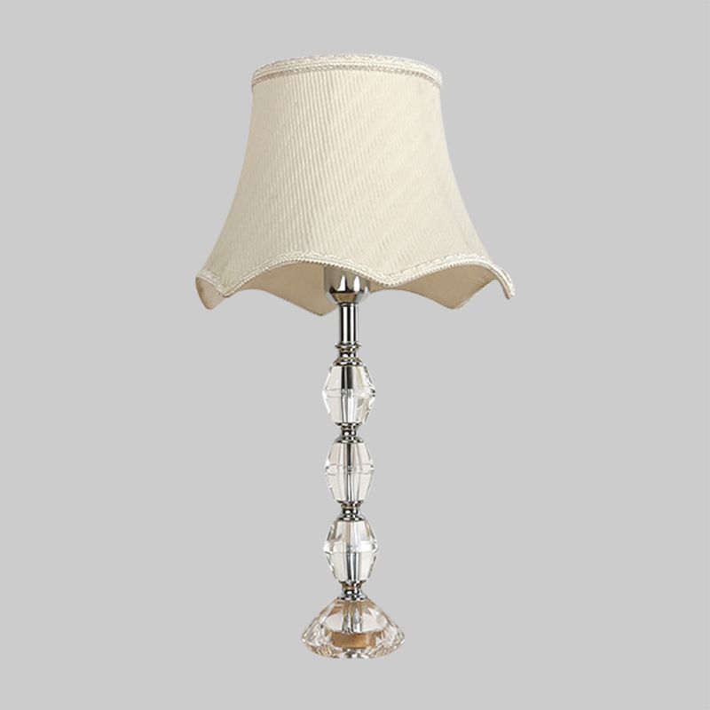 1-Licht-Schlafzimmer Nachttisch Licht Minimalismus Beige Kristall Nachttisch-Lampe mit überbrochener Stoffschatten