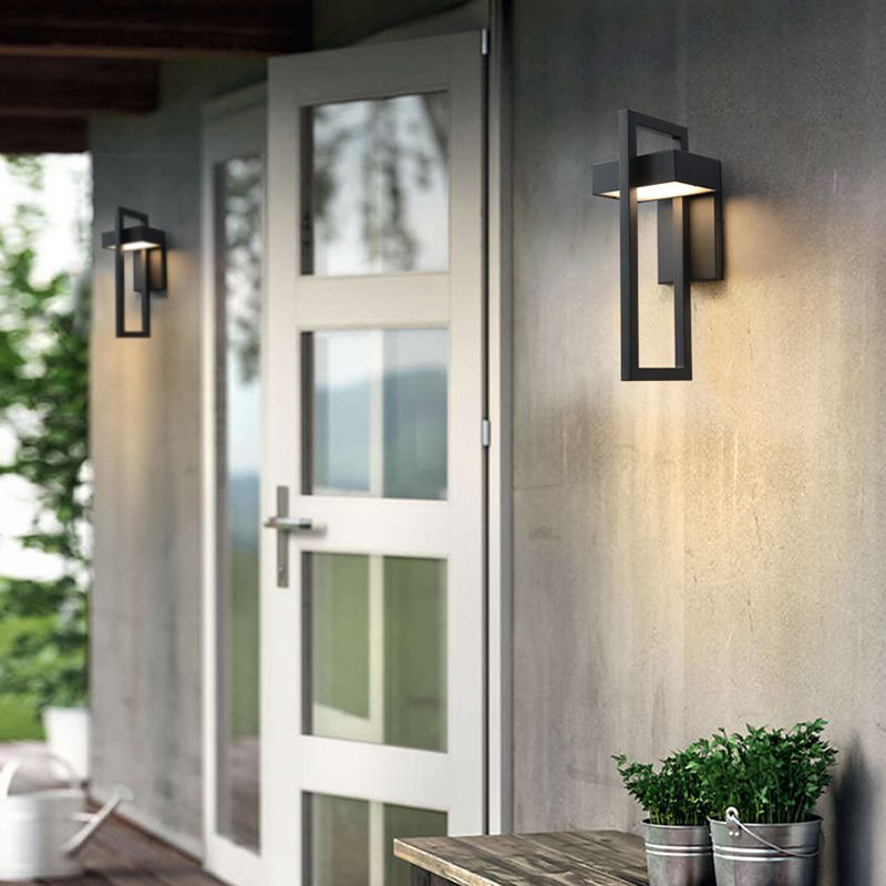 Minimalism Black Wall Light Sconces Metal Outdoor 1-Light Wall Mount Lamp