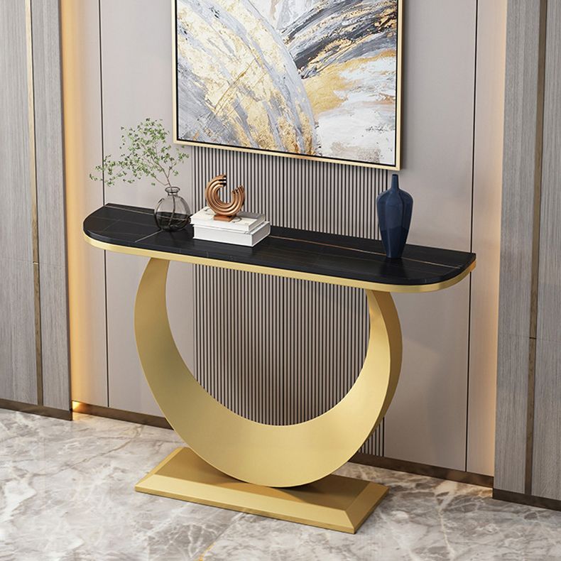 11.81" W Contemporary Console Accent Table Antique Finish Half Moon Console Sofa Table