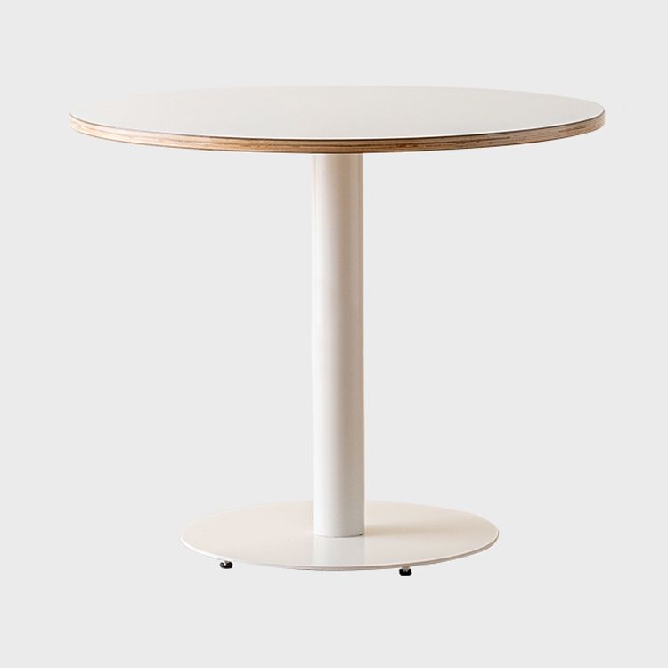Eigentijdse vaste houten eettafel enkelvoudige voetstuk ronde tafel voor thuis