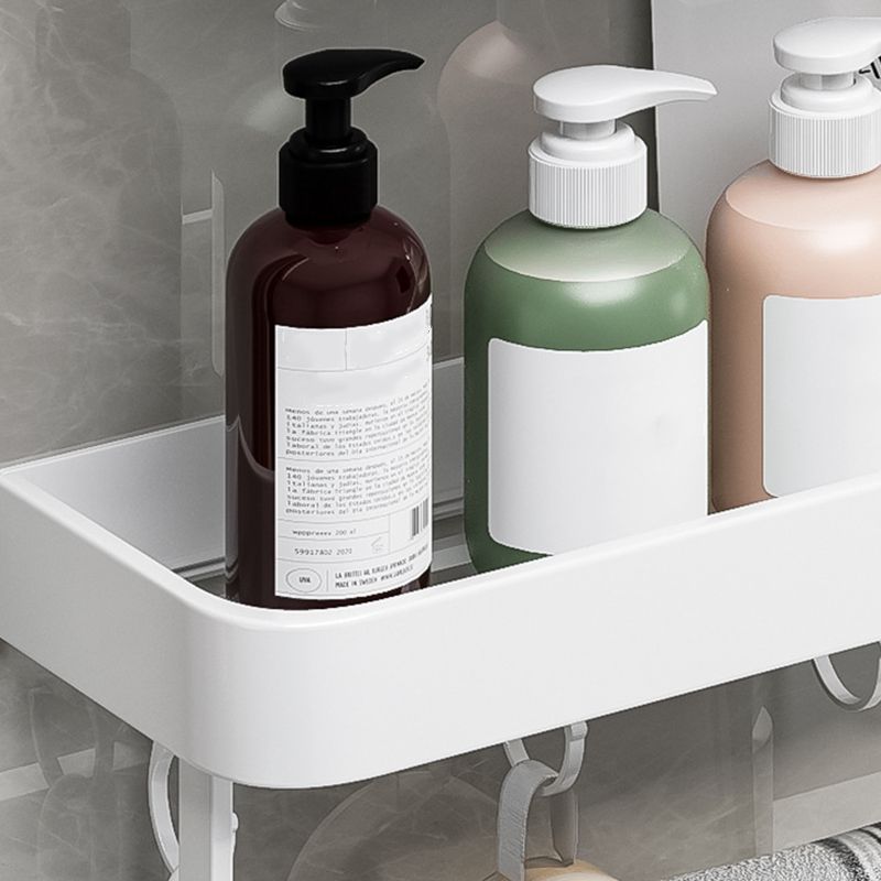 Contemporary Bathroom Accessory Set Metal Bath Shelf in White