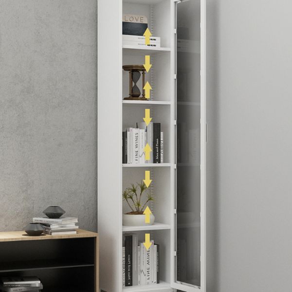 Scandinavian Standard Bookcase Metal Closed Back Bookshelf with Door