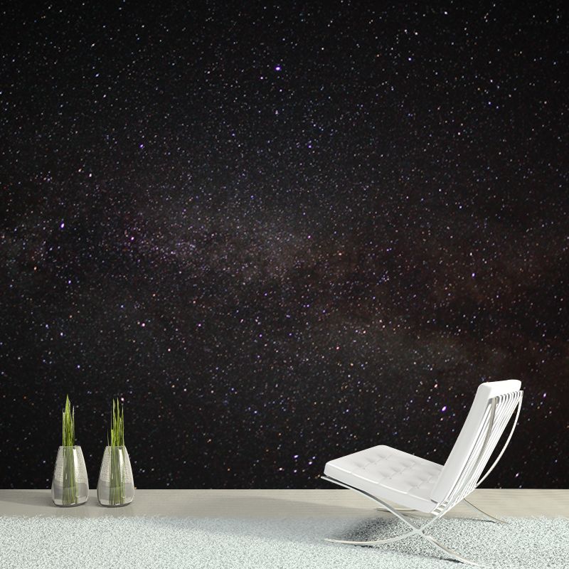 Black Night Sky Wallpaper Mural Starry Modern Waterproofing Wall Covering for Home