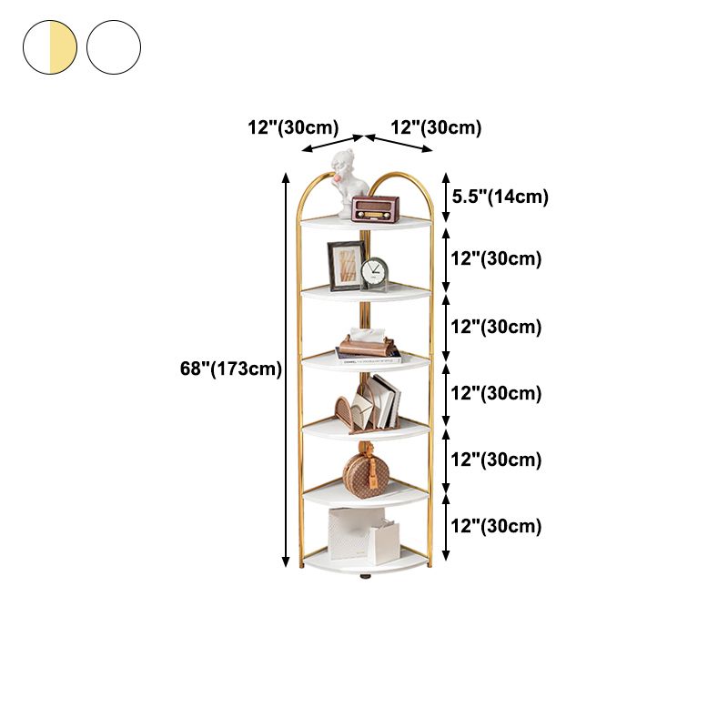Scandinavian Open Corner Bookshelf with Iron Frame Manufactured Wood Bookcase