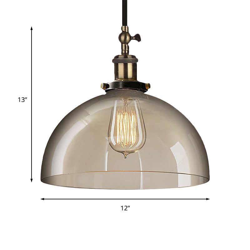 Brass Dome Apparecchiatura a sospensione vetro trasparente 1 sala da pranzo leggera lampada a soffitto appeso