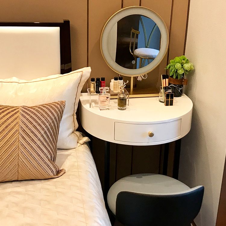 Modern Semicircle Slate Top Table Makeup Vanity with Drawers