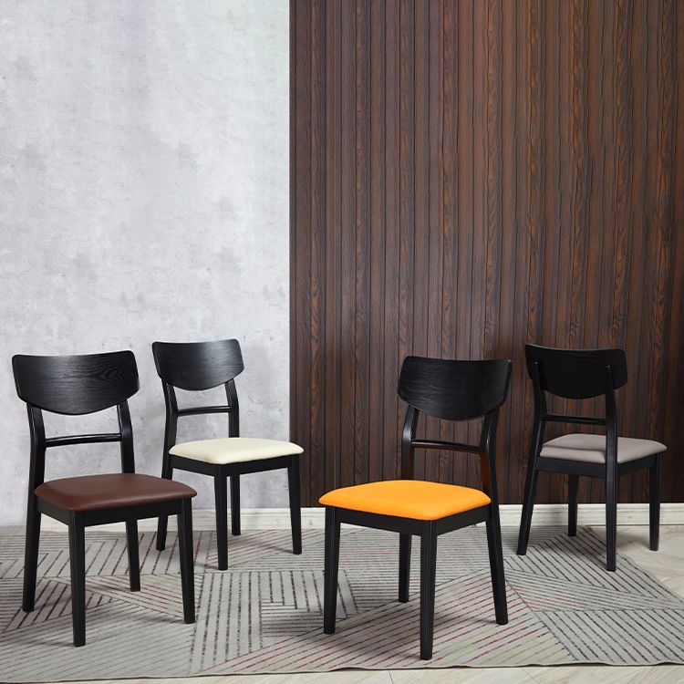 Industrial Ash Open Side Chair Matte Finish Upholstered Dining Chair with Black Legs