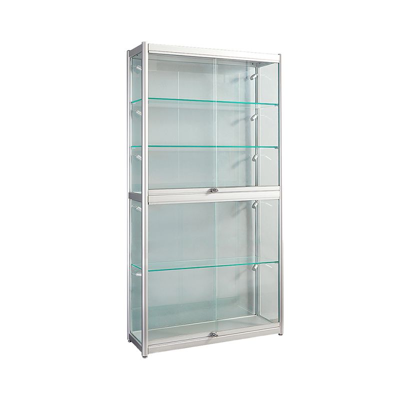 White Display Stand Modern Curio Cabinet with Glass Locking Door