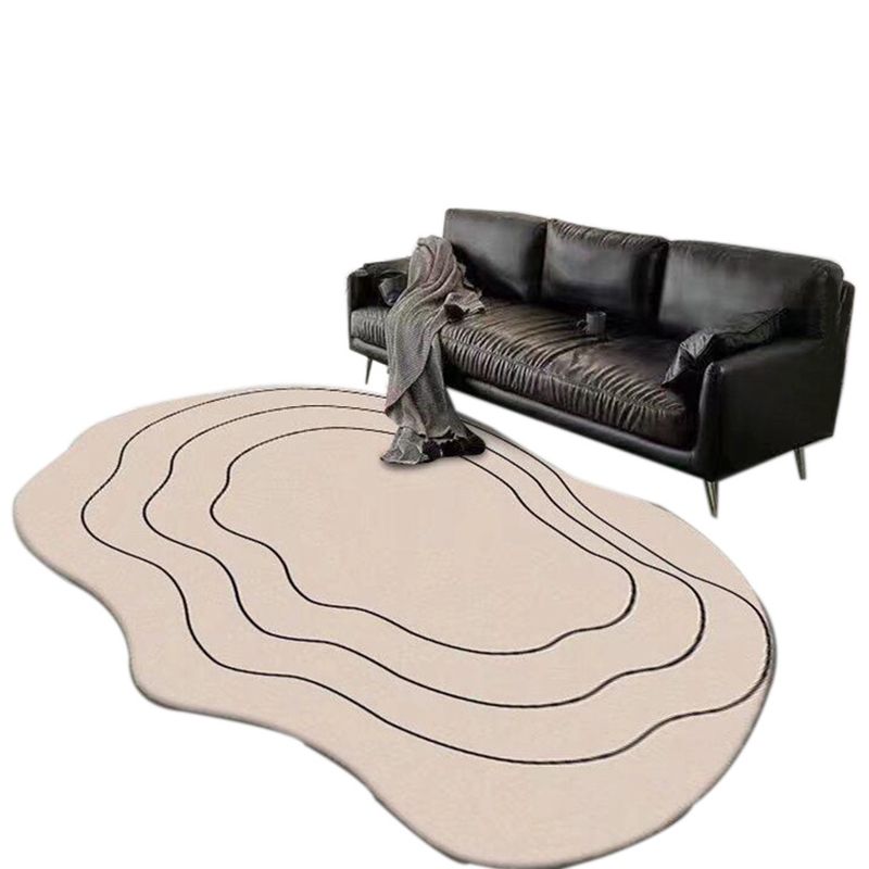 White Casual Rug Polyester Color Piece Rug Washable Rug for Living Room