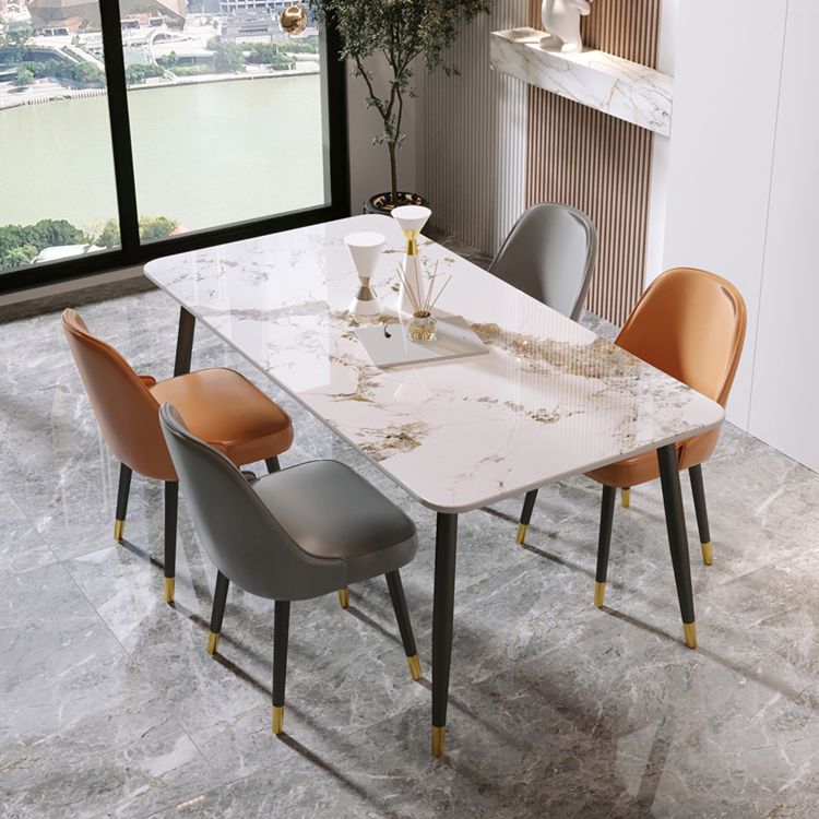 1/5/7 Pcs Metal Modern Dining Room Set with Rectangle Table Dining Set