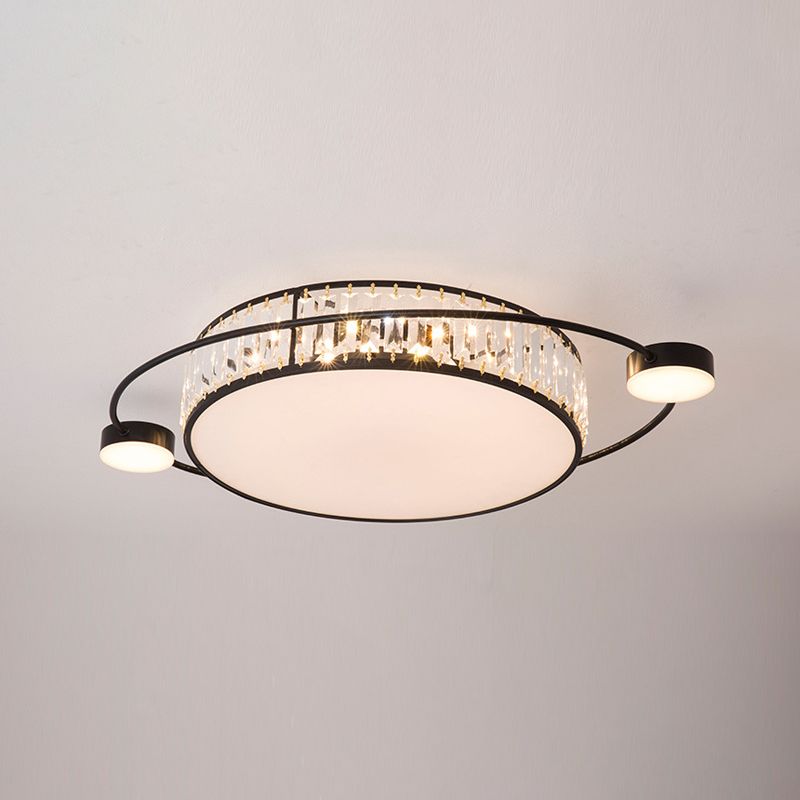 Plafonnier LED rond en cristal clair, plafonnier artistique pour couloir