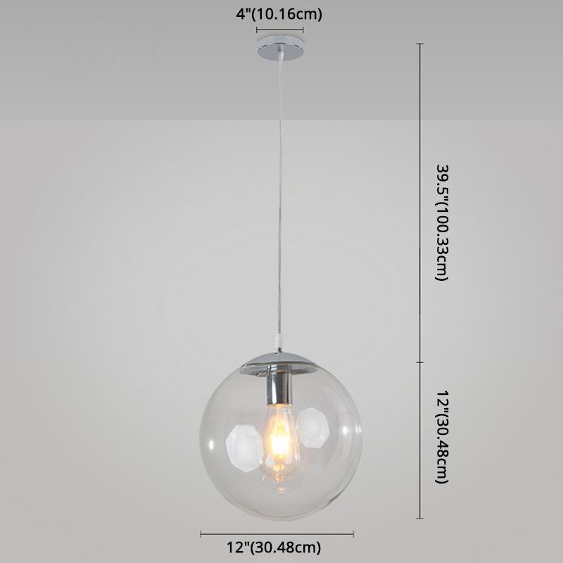 Minimaliste moderne à 1 lampe à la lumière Lumière Bubble Boule de verre transparent Lumière suspendue avec 39 "fil suspendu